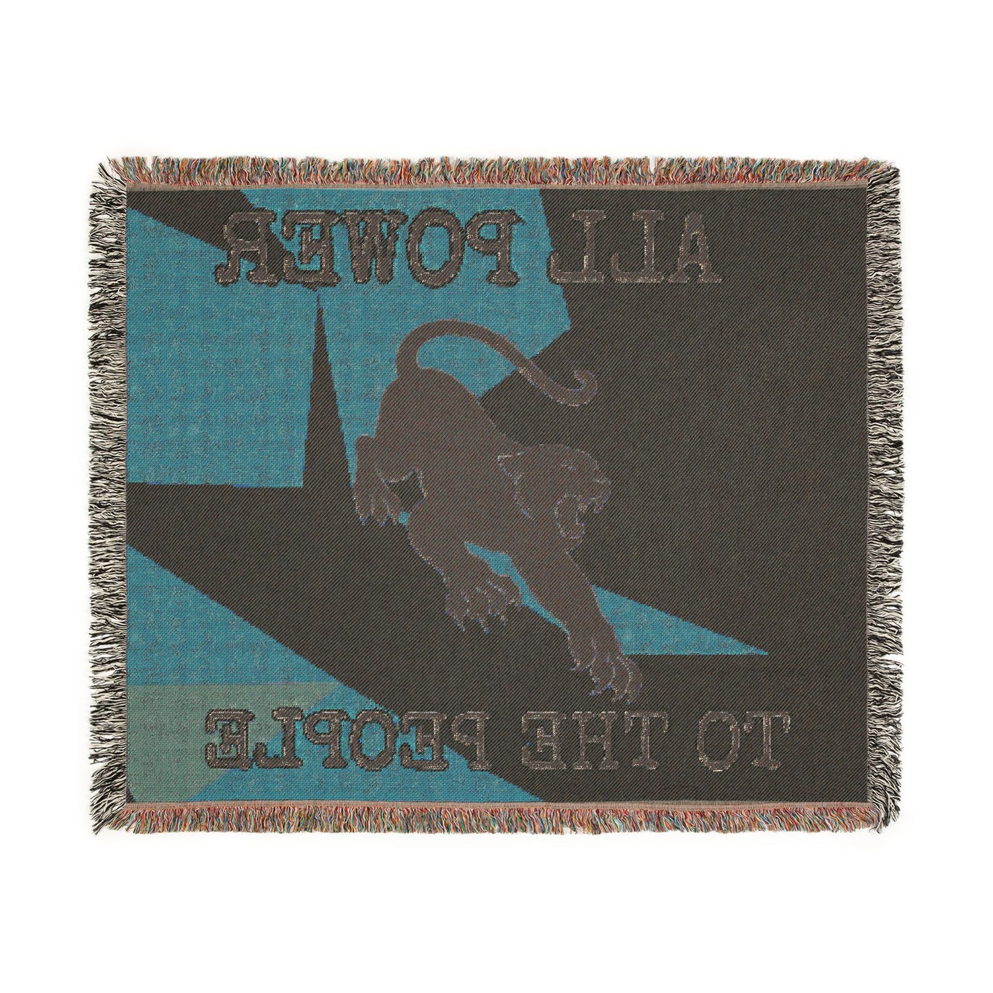 All Power to All People Black Panther Woven Blanket — Bold Colored Statement Throw