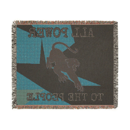 All Power to All People Black Panther Woven Blanket — Bold Colored Statement Throw