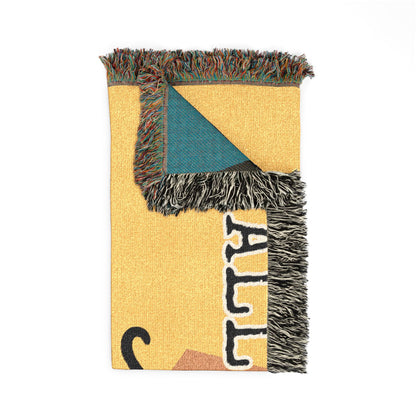 All Power to All People Black Panther Woven Blanket — Bold Colored Statement Throw
