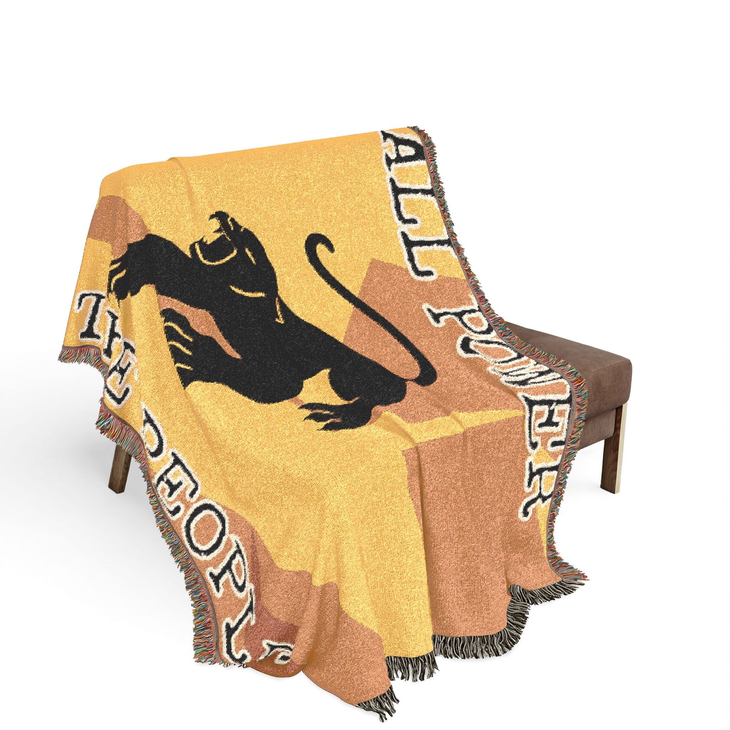All Power to All People Black Panther Woven Blanket — Bold Colored Statement Throw