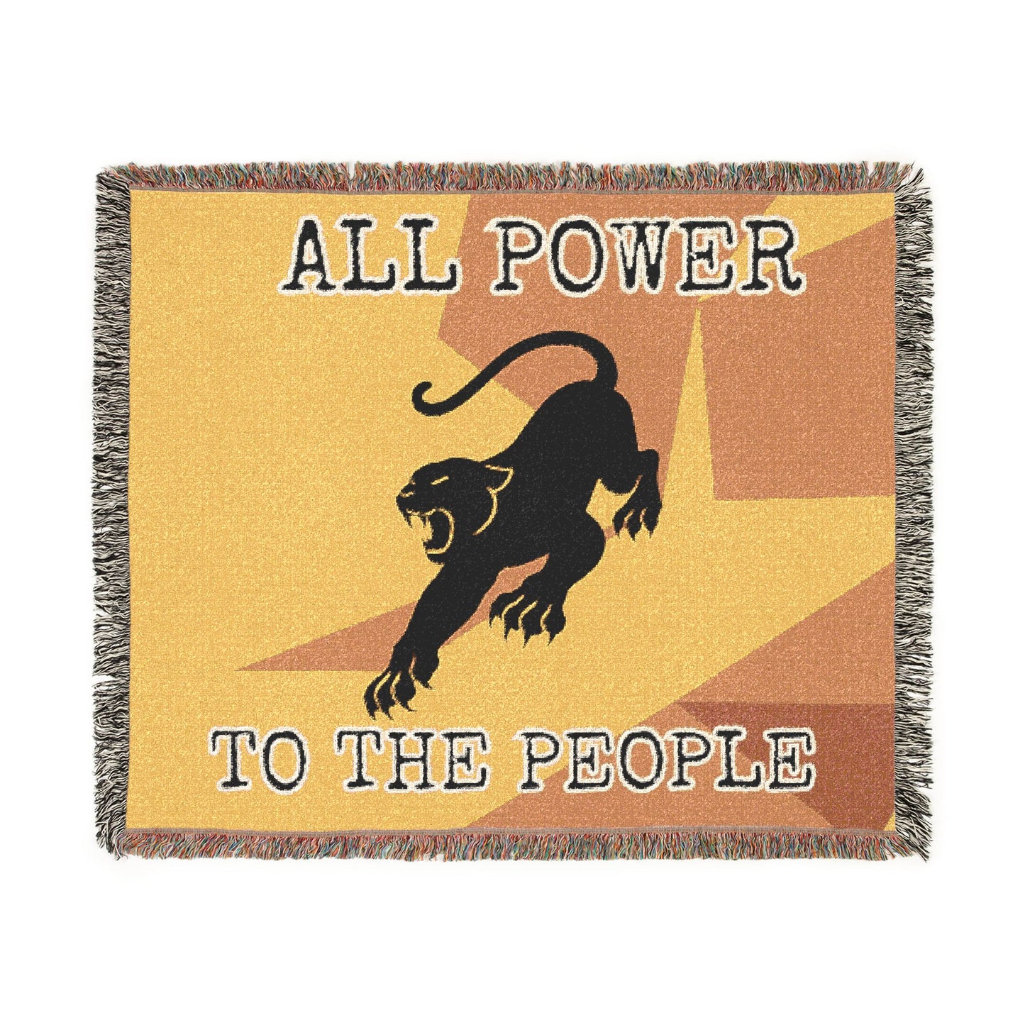 All Power to All People Black Panther Woven Blanket — Bold Colored Statement Throw