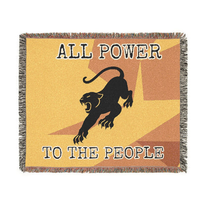 All Power to All People Black Panther Woven Blanket — Bold Colored Statement Throw