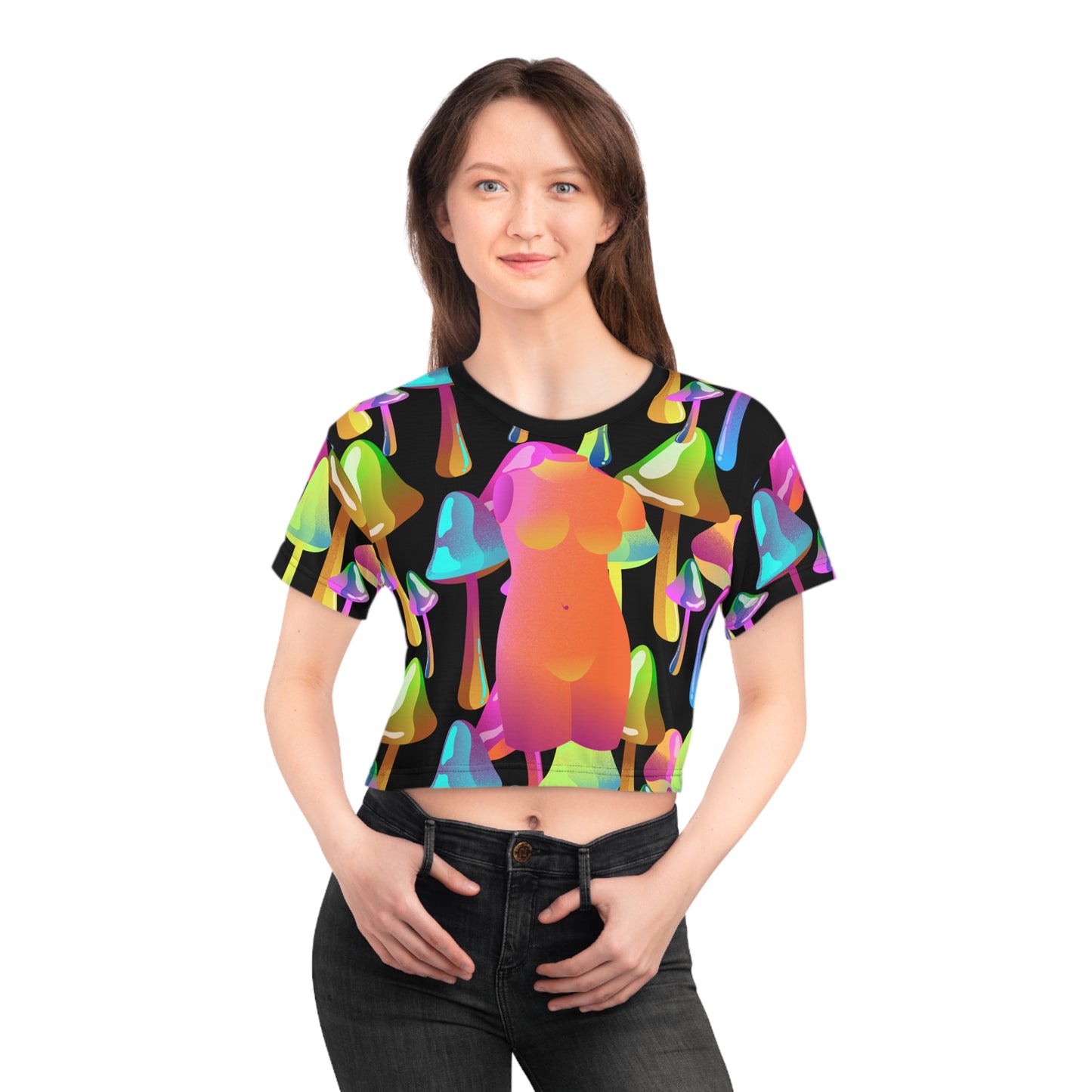 'Electric Bloom' Cropped Tee