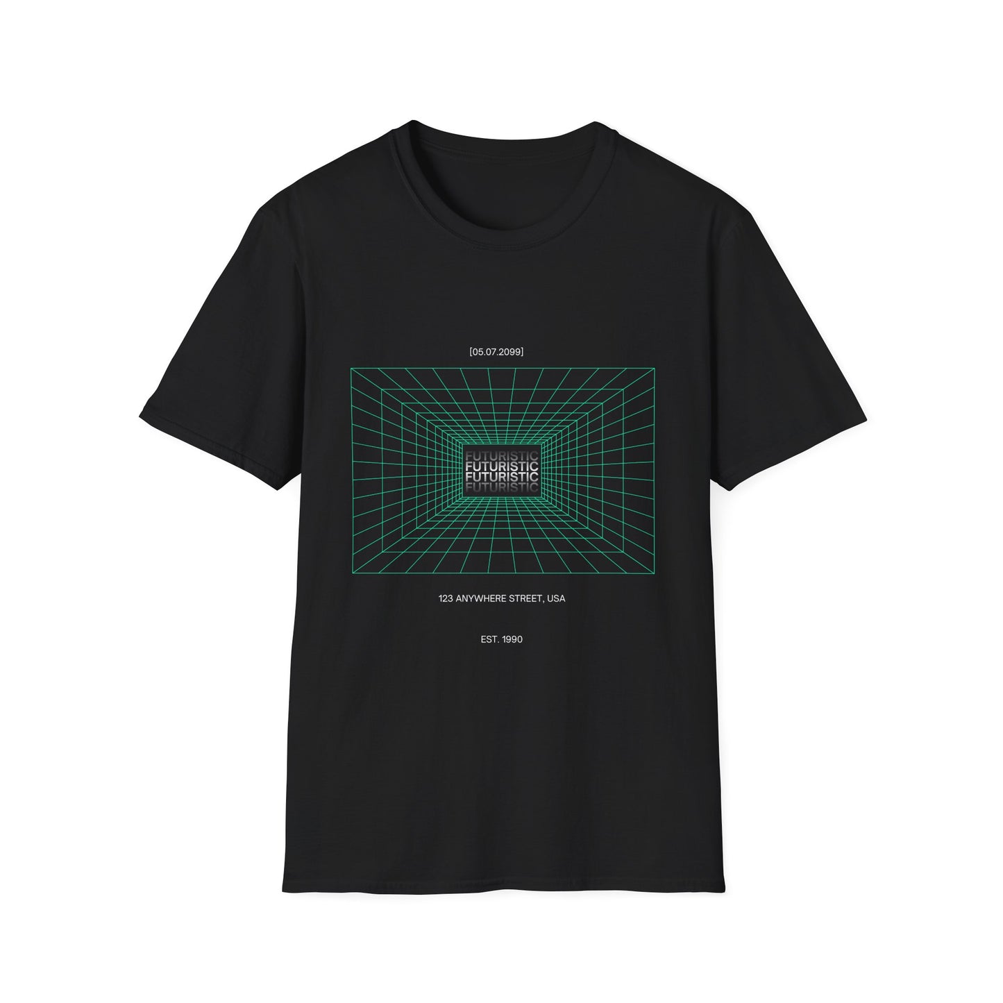 Futuristic Y2K Abstract Graphic T-Shirt — Retro Cyber Aesthetic