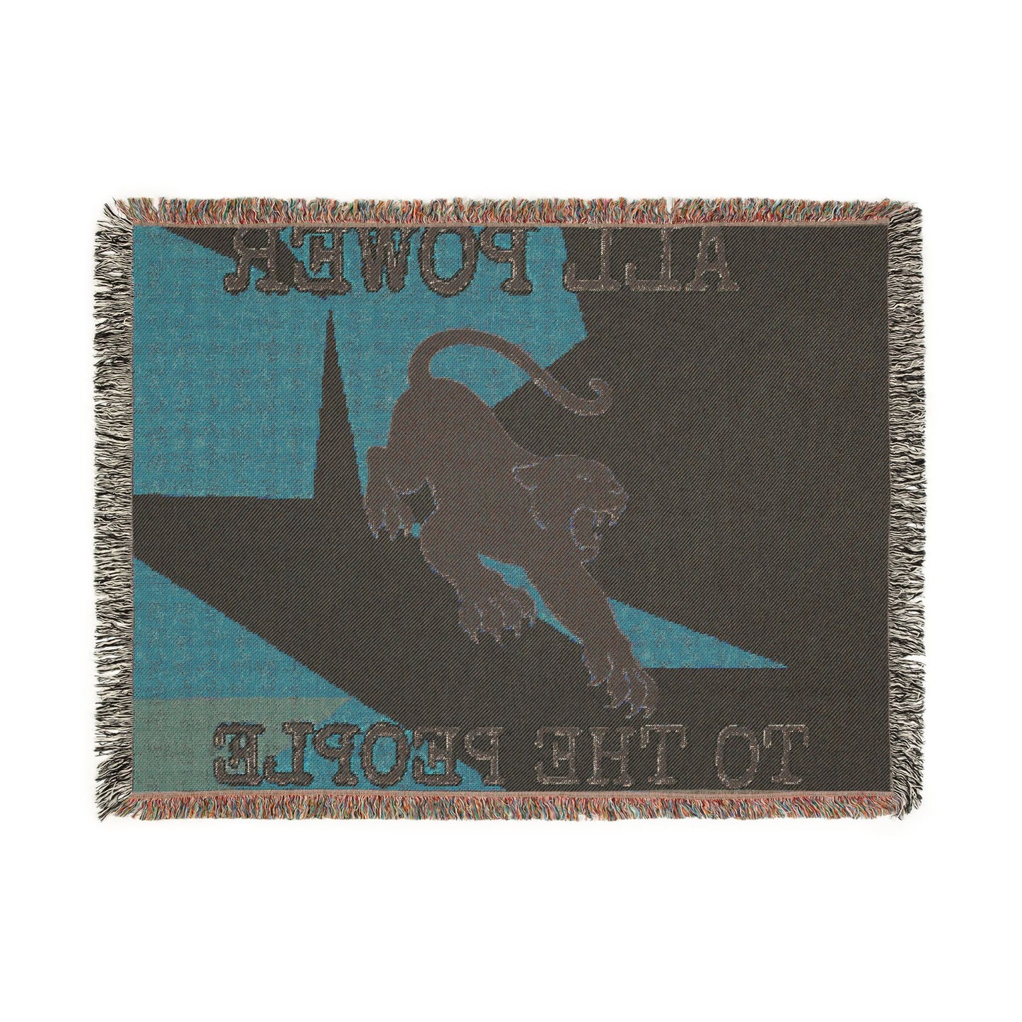 All Power to All People Black Panther Woven Blanket — Bold Colored Statement Throw