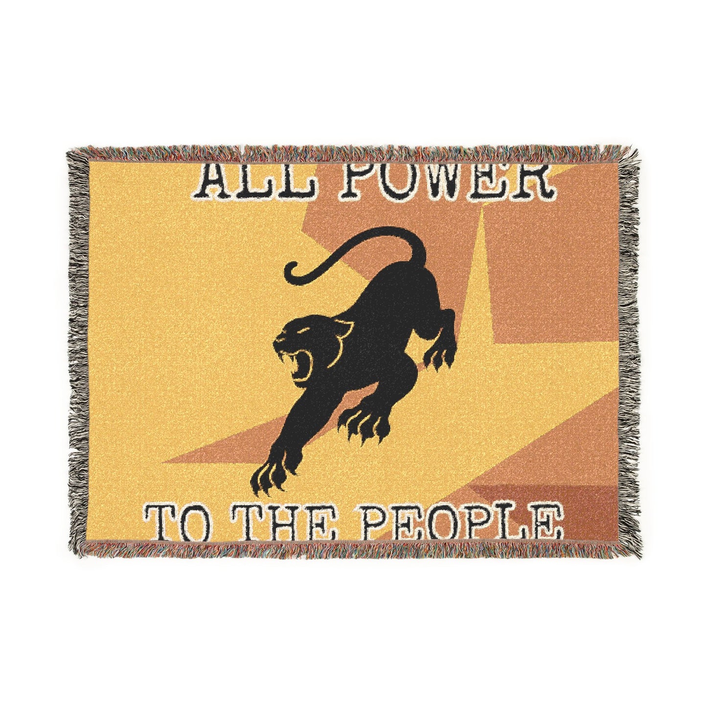 All Power to All People Black Panther Woven Blanket — Bold Colored Statement Throw