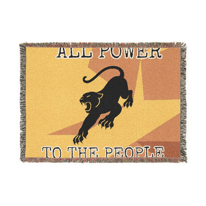 All Power to All People Black Panther Woven Blanket — Bold Colored Statement Throw
