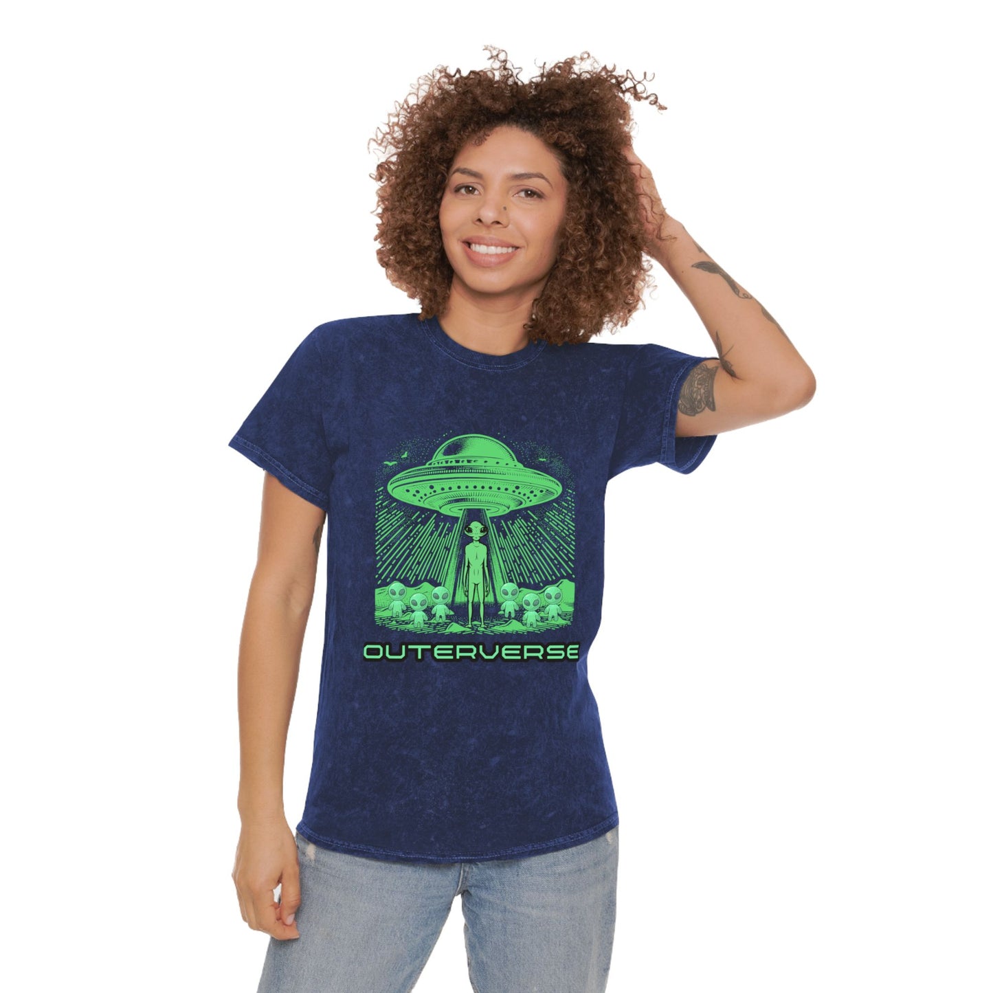 Outerverse Alien Grunge T-Shirt — UFO Spaceship Graphic Tee