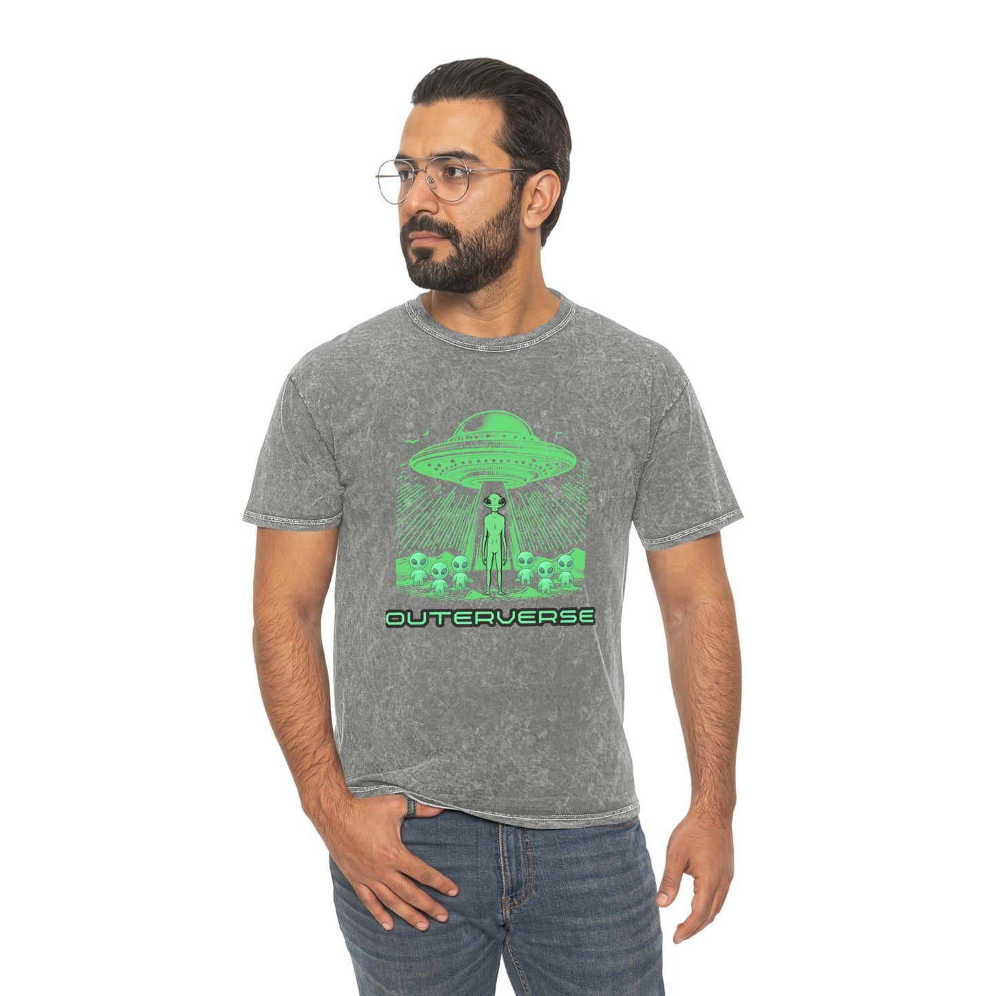 Outerverse Alien Grunge T-Shirt — UFO Spaceship Graphic Tee