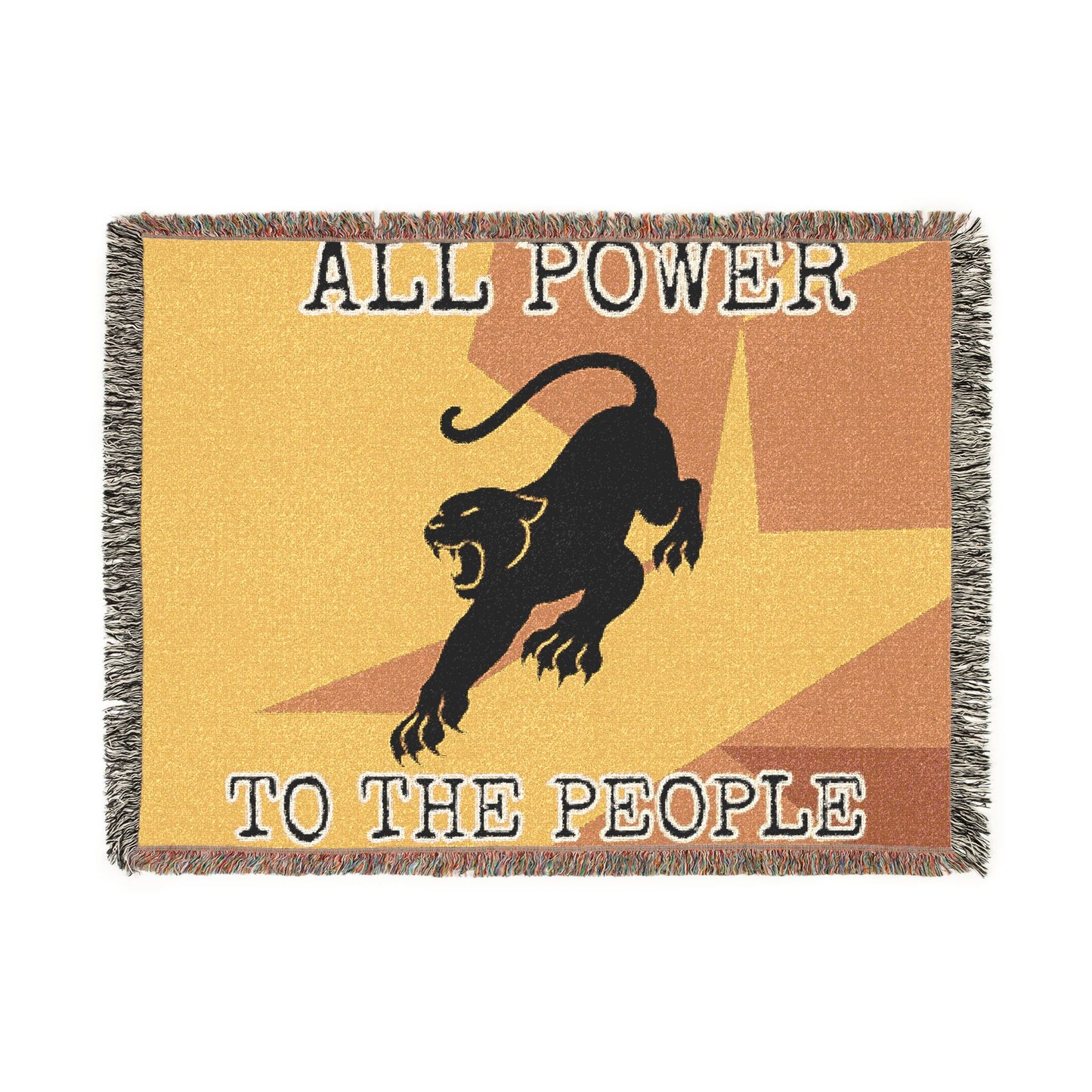 All Power to All People Black Panther Woven Blanket — Bold Colored Statement Throw