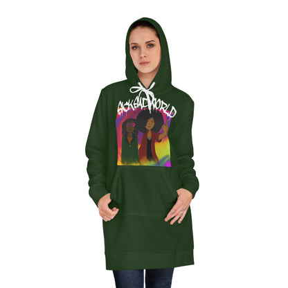 SICKSADWORLD Women's Hoodie Dress(Green) (AOP)