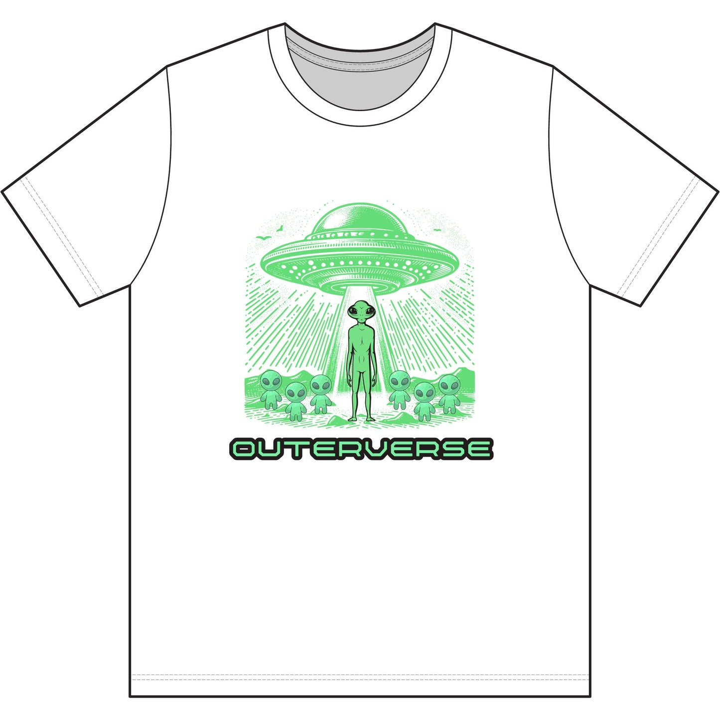 Outerverse Alien Grunge T-Shirt — UFO Spaceship Graphic Tee