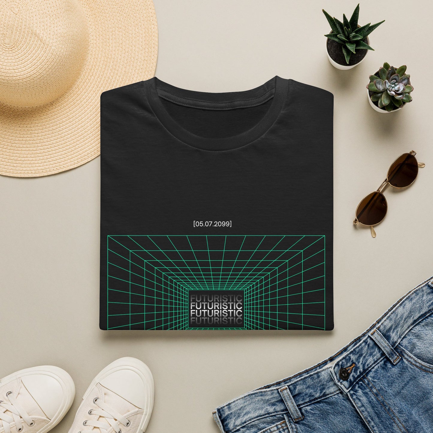 Futuristic Y2K Abstract Graphic T-Shirt — Retro Cyber Aesthetic