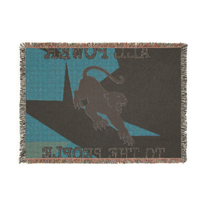 All Power to All People Black Panther Woven Blanket — Bold Colored Statement Throw