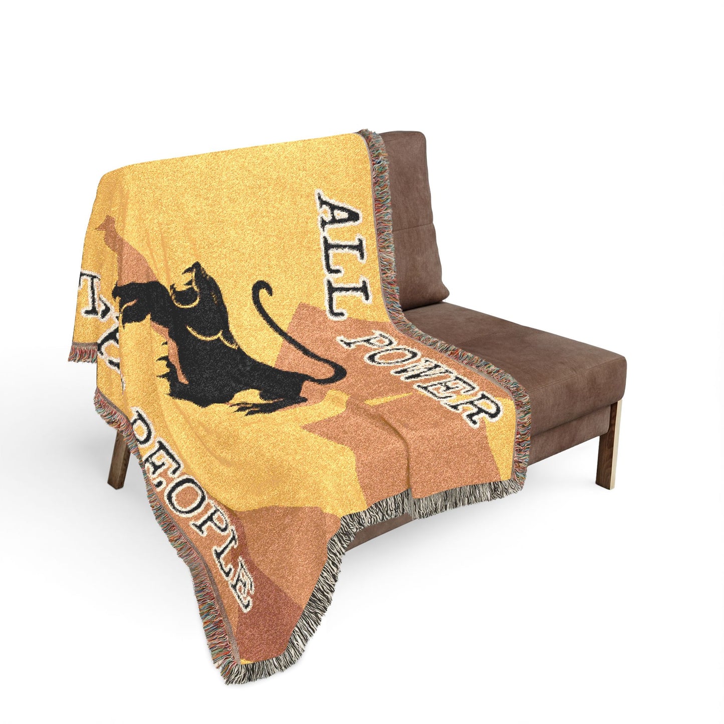 All Power to All People Black Panther Woven Blanket — Bold Colored Statement Throw