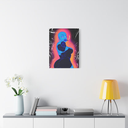 'Devil inna Blue Dress' Vintage Noir Bold Woman Matte Canvas Wall Art