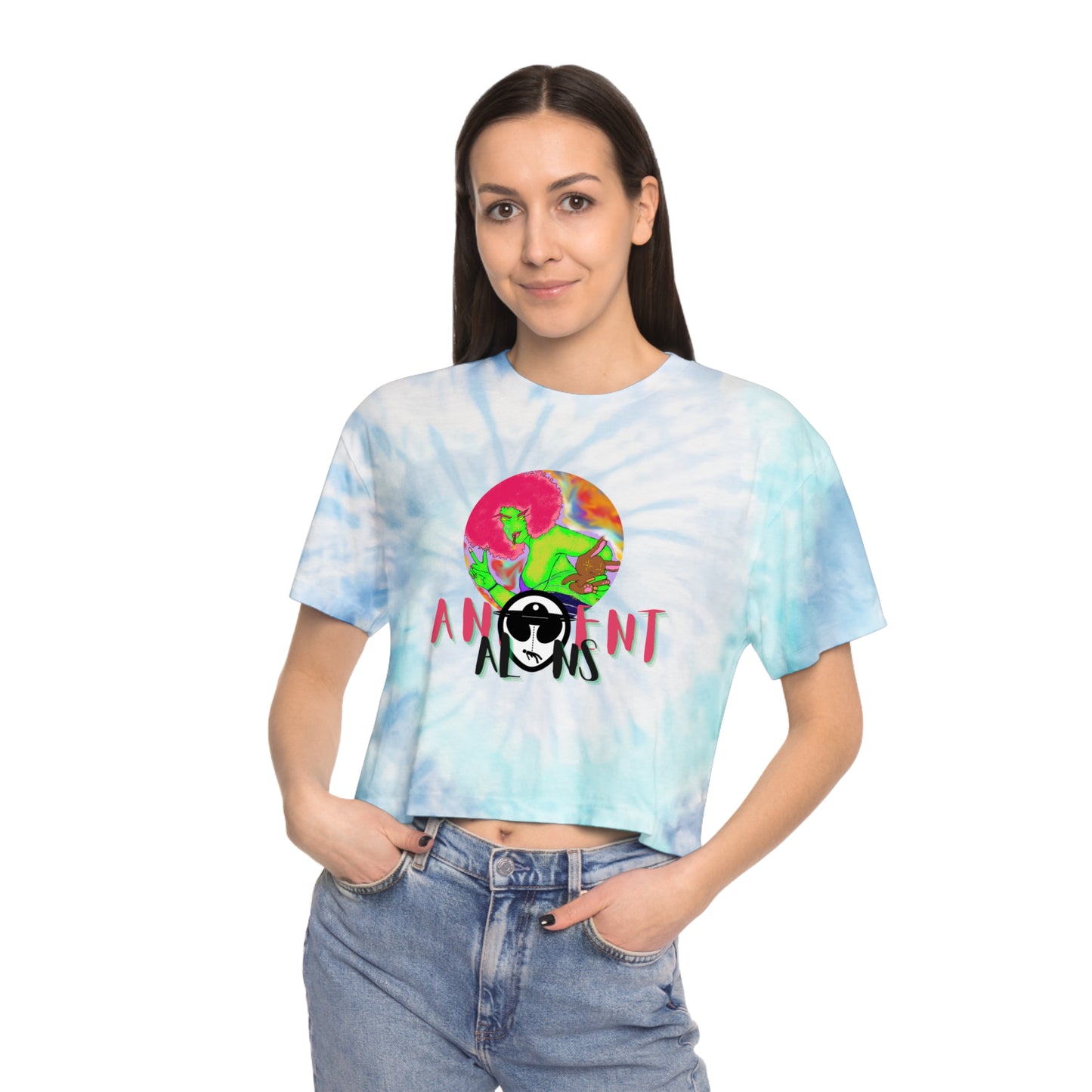 'OUTERVERSE' Women's Tie-Dye Crop Tee