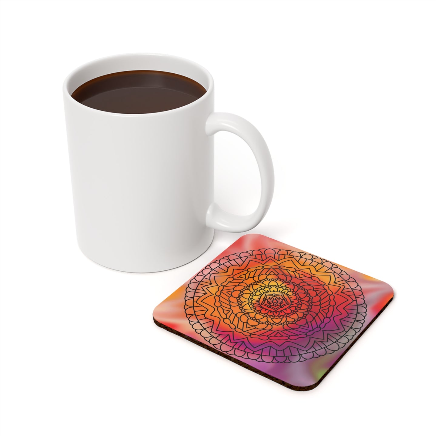 Mandala Effect Cork Back Coaster (priced per coaster)