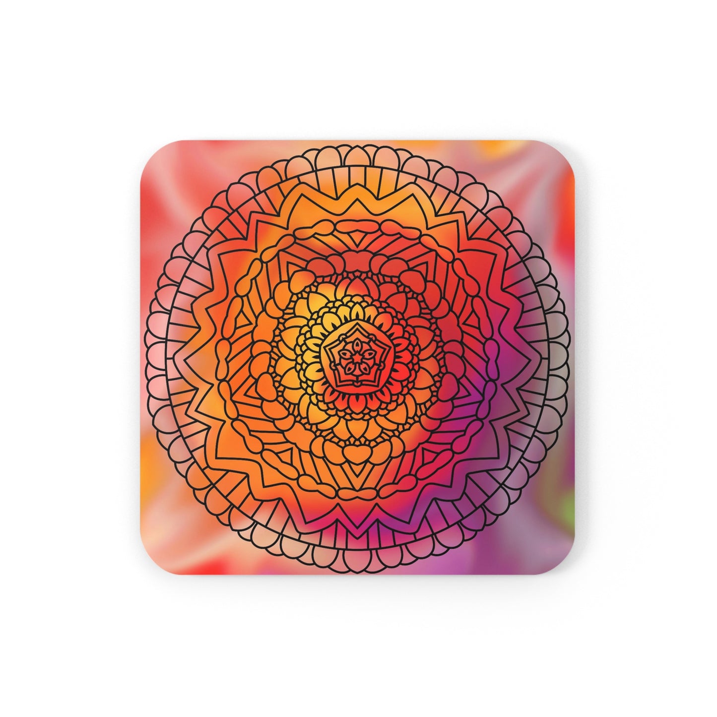 Mandala Effect Cork Back Coaster (priced per coaster)